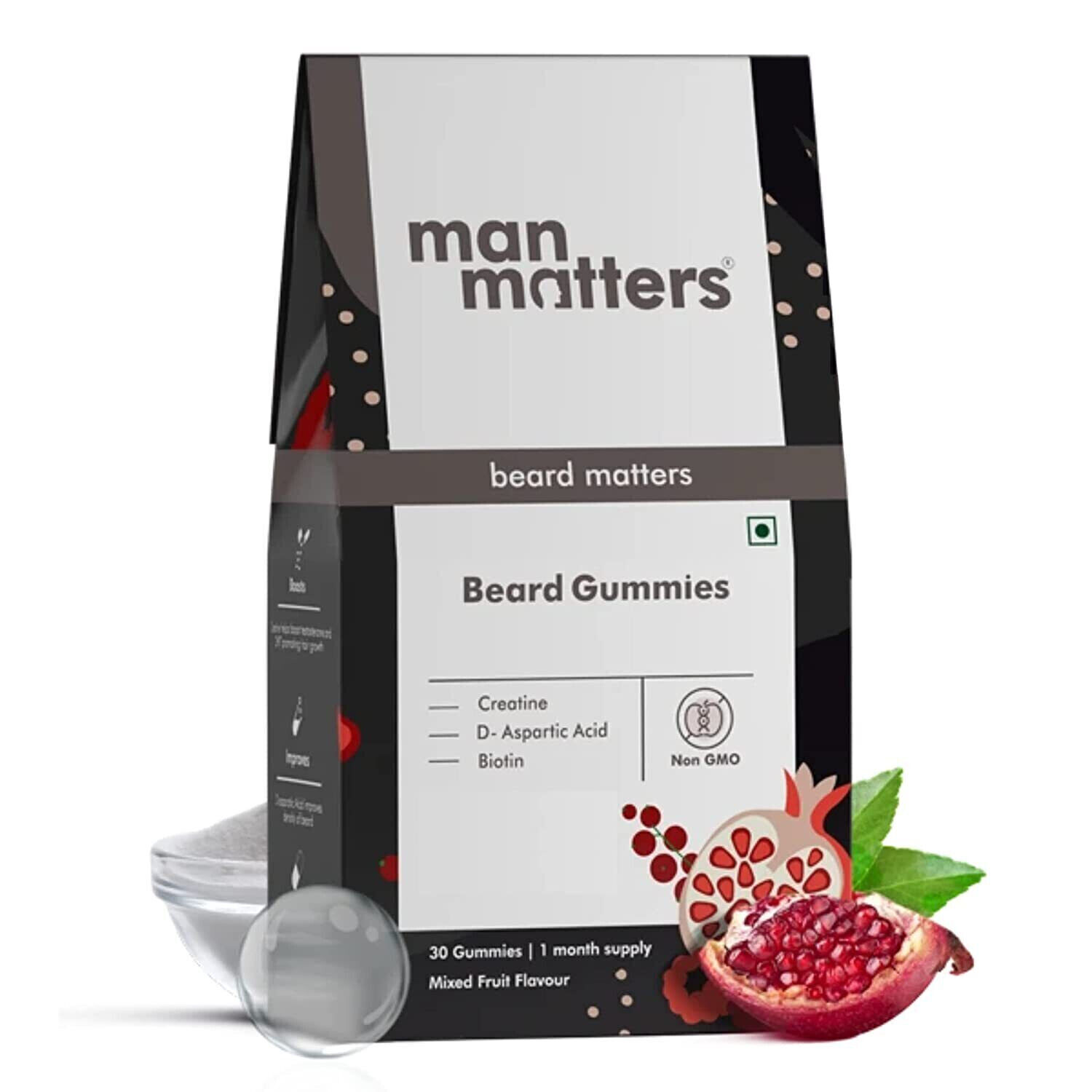 Man Matters Beard Gummies for Men Thicken Beard, Stimulates Beard Follicles