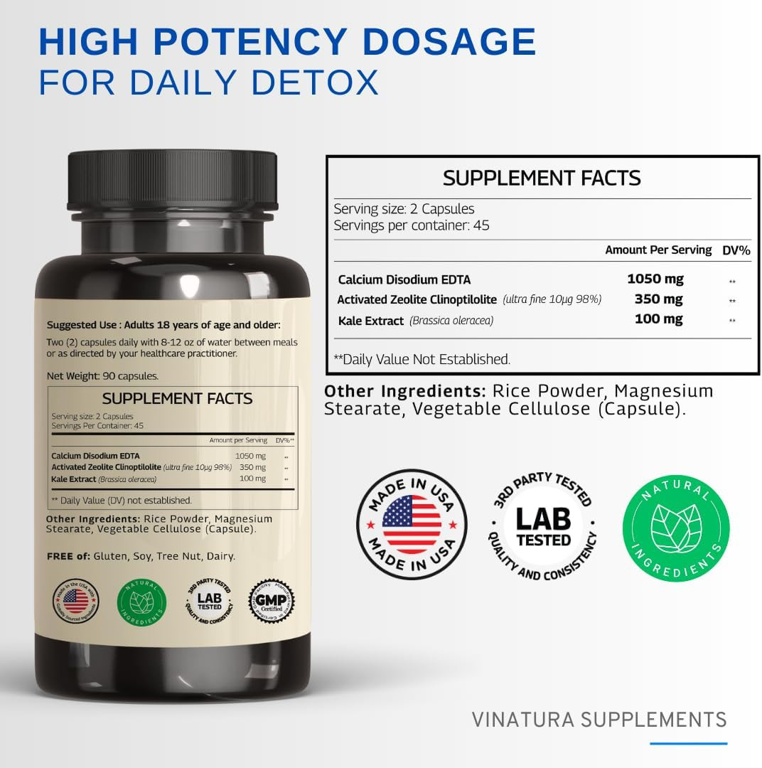 EDTA Capsules – 1500Mg per Serv, USA Made & Tested, Liver Support – Edta Calcium
