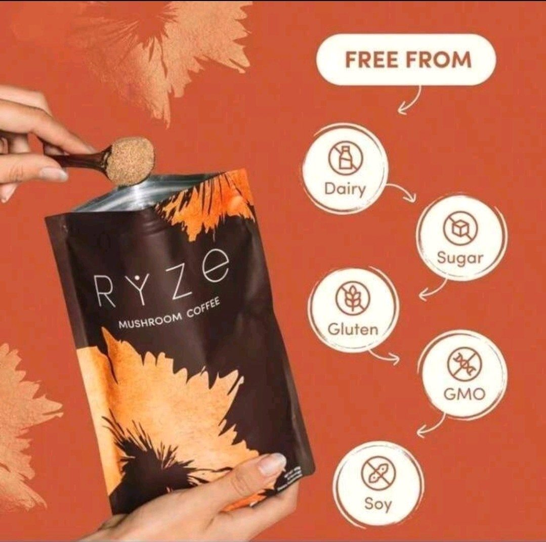 RY-ZE Organic Mushroom Coffee (30 Servings) | 6 Adaptogens + MCT Oil,