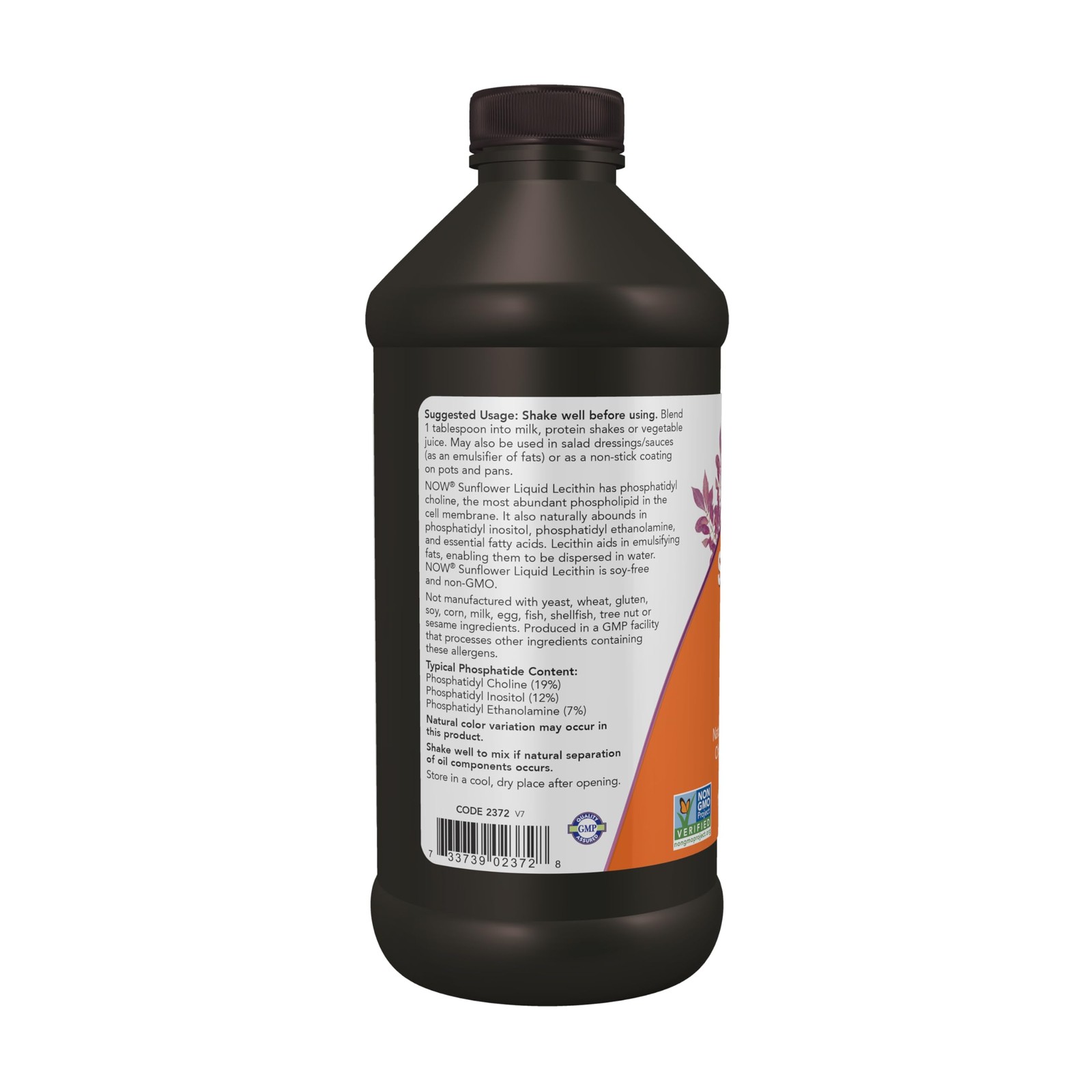 NOW Supplements, Sunflower Lecithin with 16 Fl Oz (Pack of 1), Amber/Brown