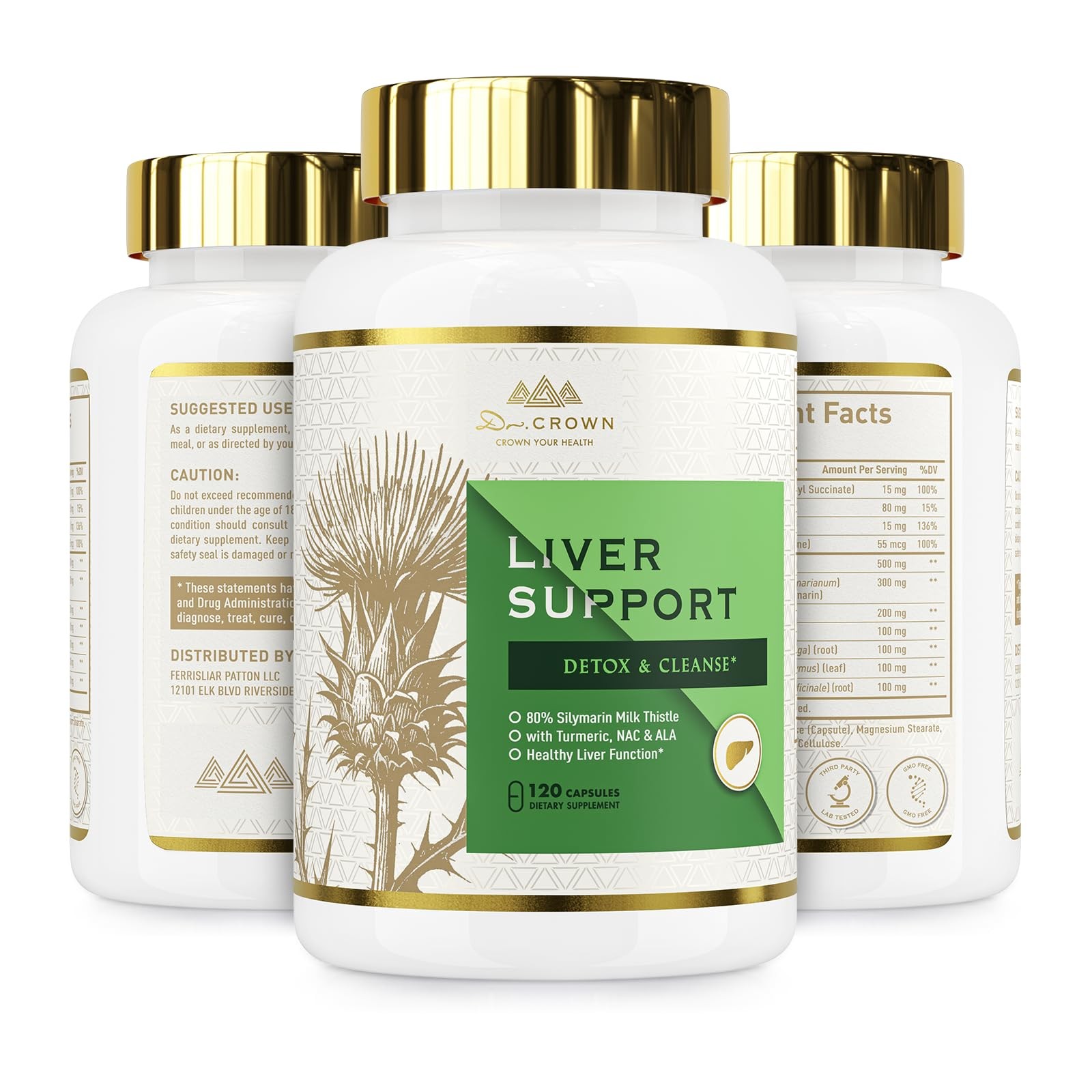 DR. CROWN Liver Cleanse Detox & Repair – Milk Thistle 120 Count (Pack of 1)