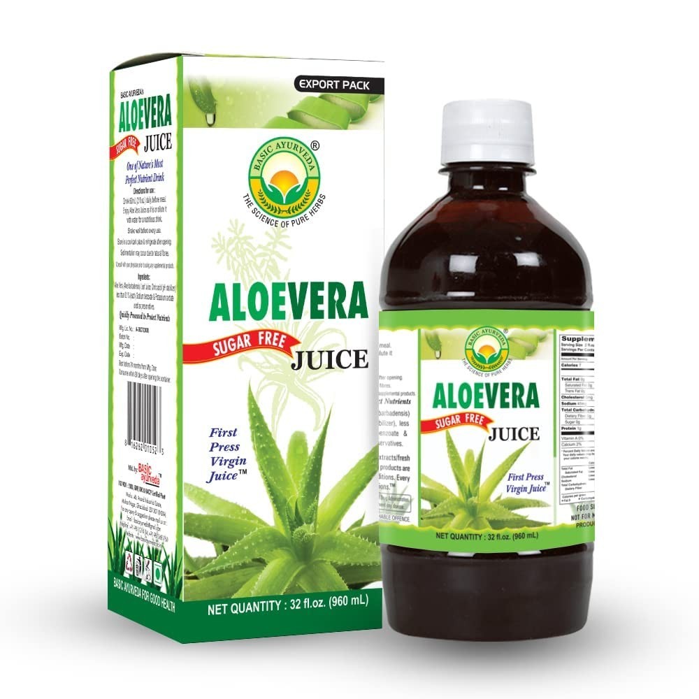 Organic Aloe Vera Juice Sugar Free 32.46 Fl Oz | Pure Whole Leaf Drink for Diges