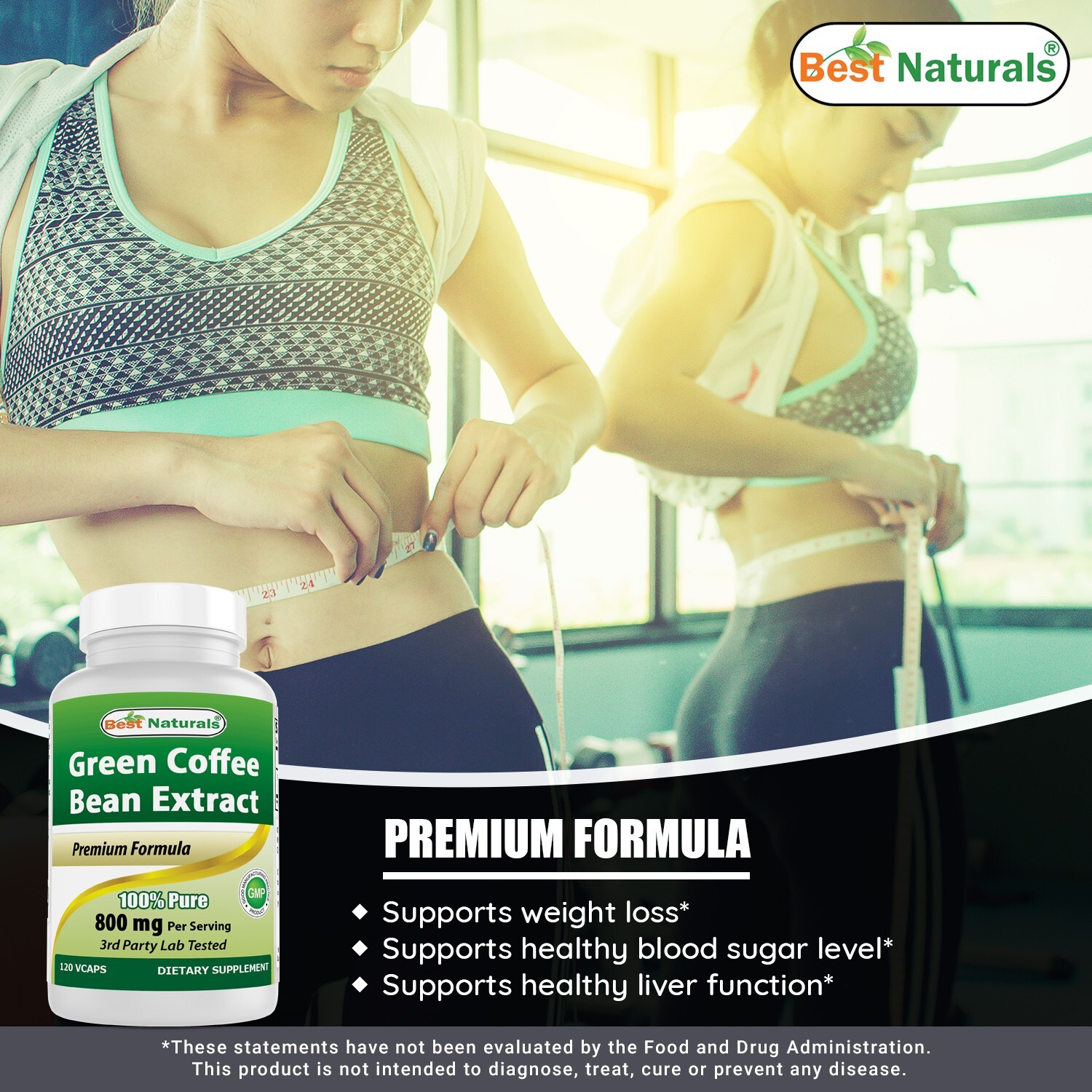 Best Naturals Green Coffee Bean Extract 800mg 120 Vcaps