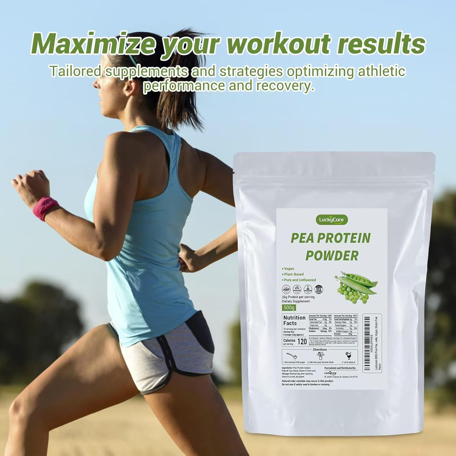 1.1LB/2.2LB Pure Pea Protein Powder – Vegan NON-GMO HIGH PROTEIN 26g Per Serving