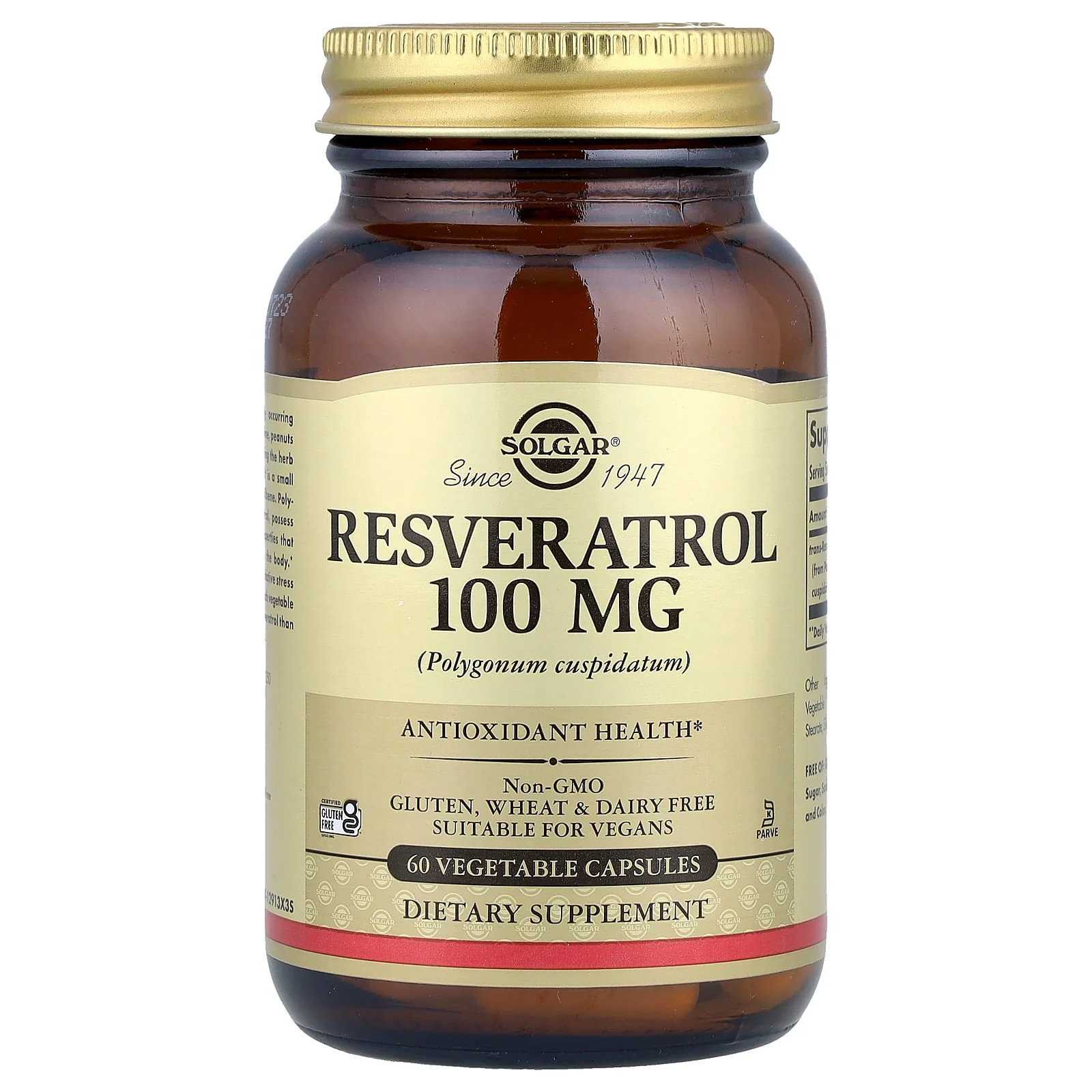 2 X Solgar, Resveratrol, 100 mg, 60 Vegetable Capsules