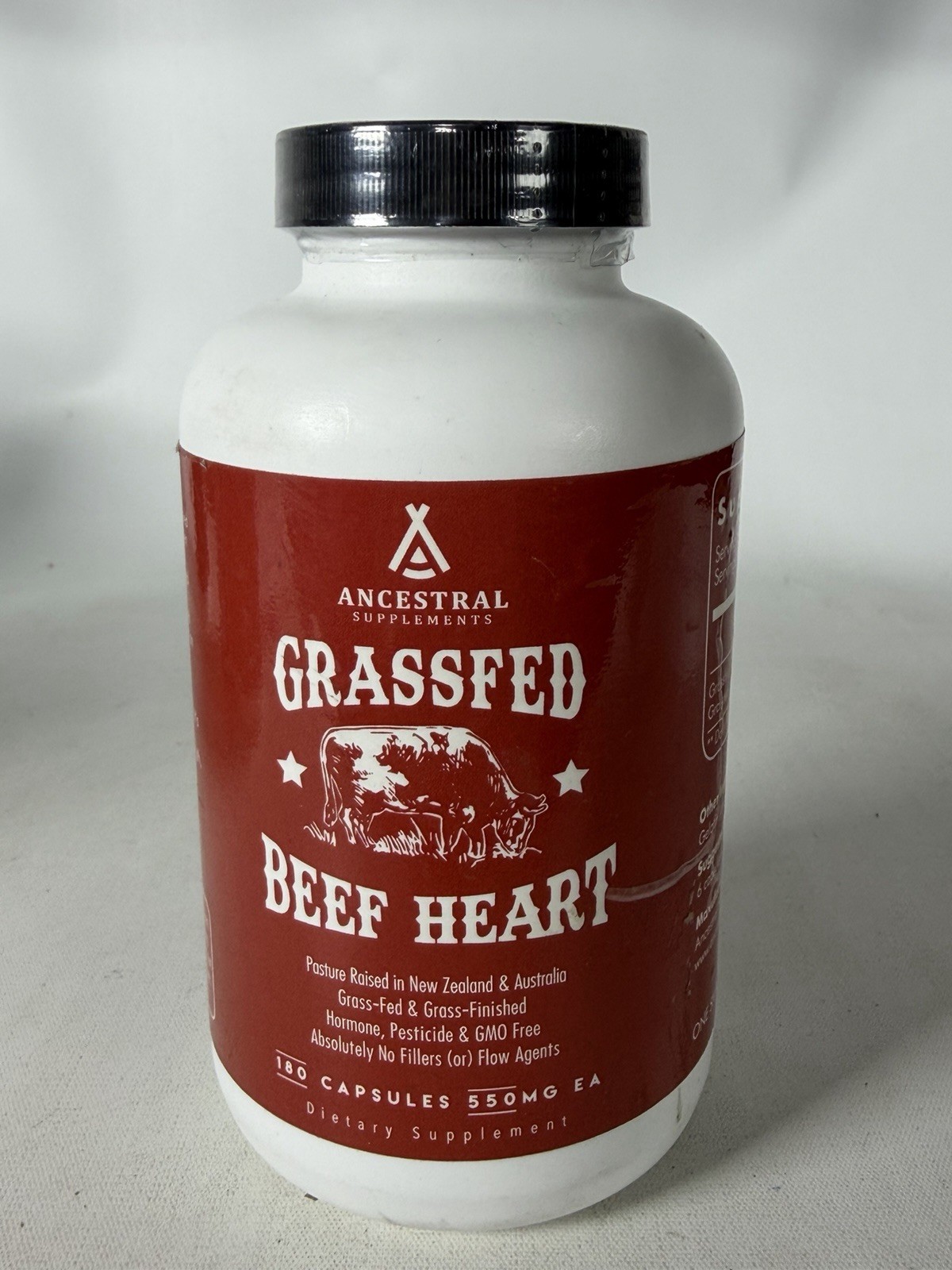 Grass Fed Beef Heart Supplement, 3300mg, CoQ10, 180 Capsules, Exp:02/2029