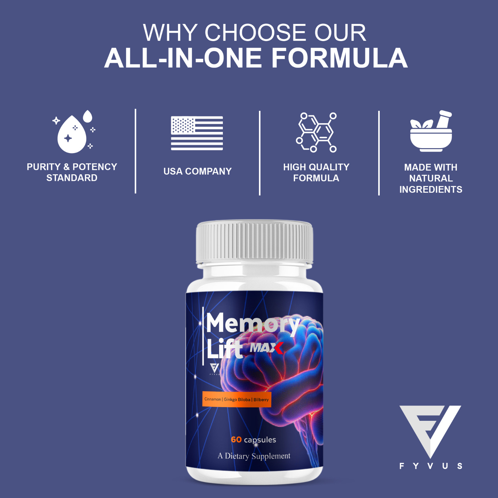 (5 Pack) Memory Lift Max Supplement, MemoryLift Nootropic Pills (300 Capsules)