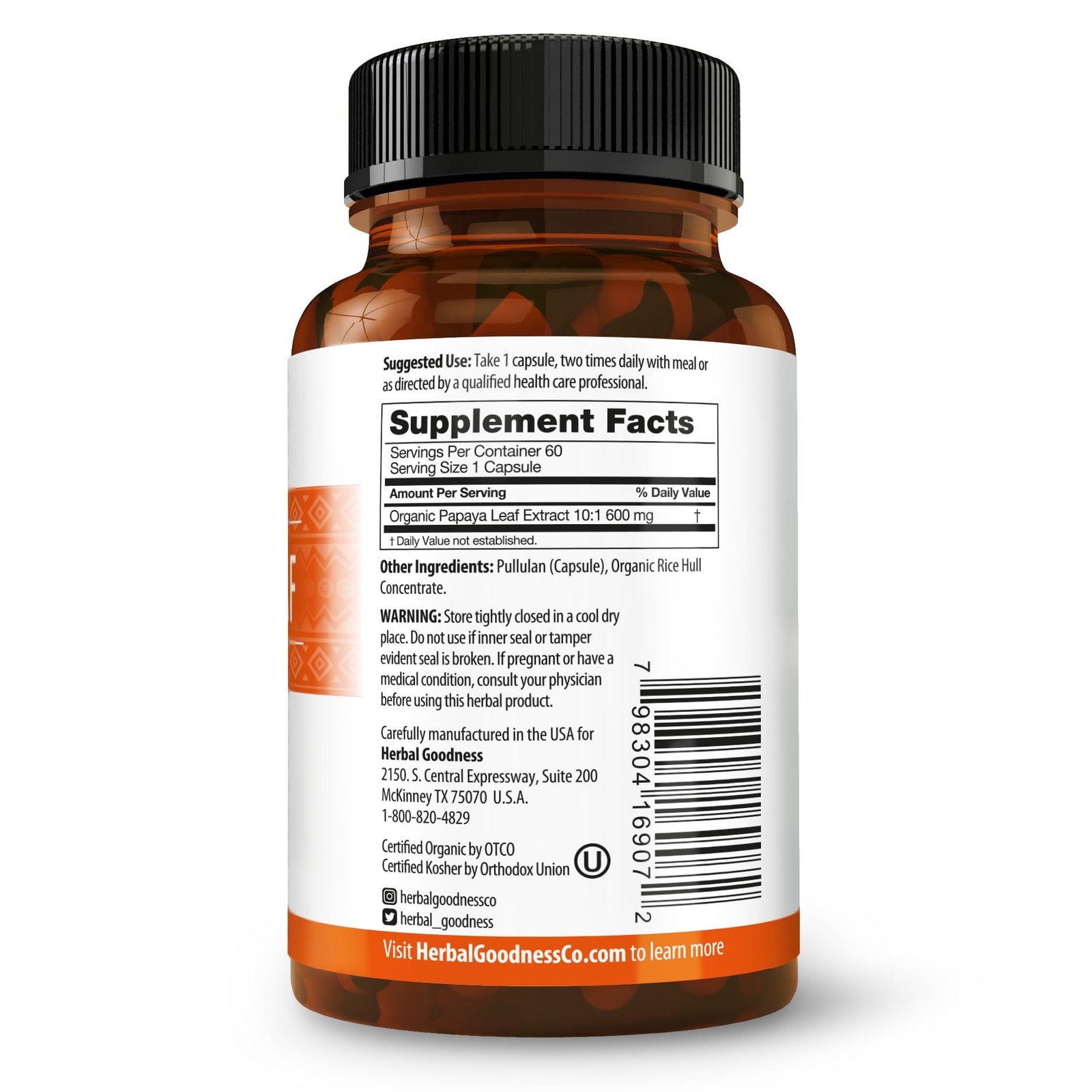 Herbal Goodness Papaya Leaf Extract Digestive Enzymes – 1 Count (Pack of 60)