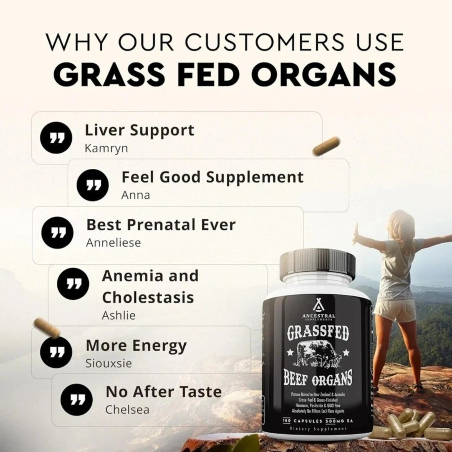 Grass Supplements Ancestral Fed Beef Organs | Boost Health & Vital Energy