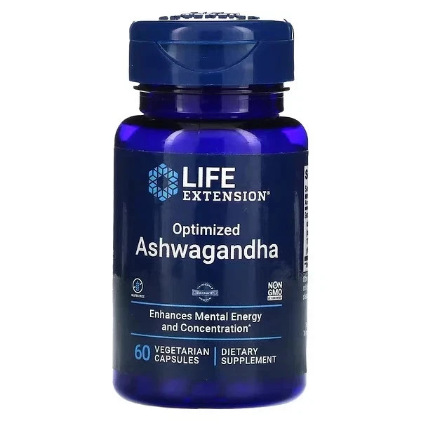Life Extension Optimized Ashwagandha 60 vcaps Each (Pack of 5)