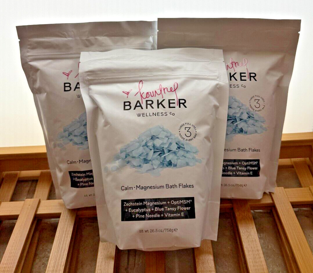 (3) KOURTNEY X BARKER WELLNESS – CALM MAGNESIUM BATH FLAKES 17.6 OZ EA