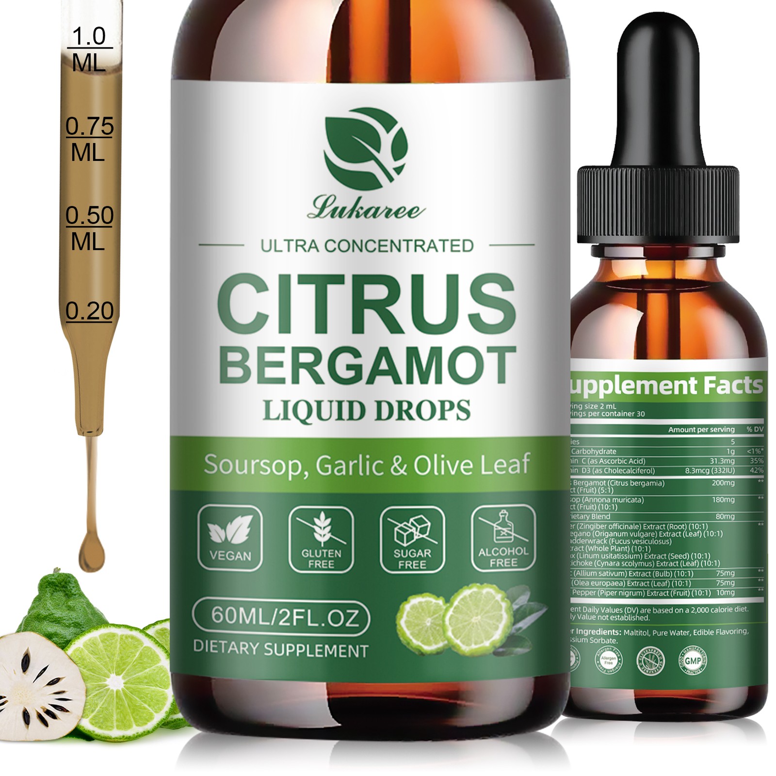 1000mg Citrus Bergamot Liquid Drops – High Absorption – Cholesterol Lo…