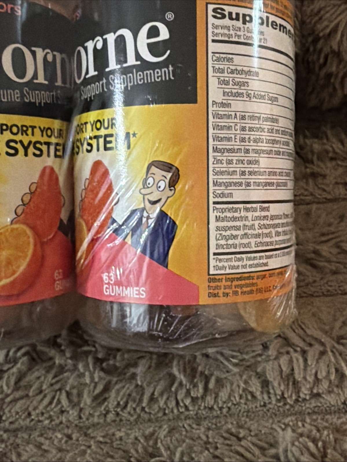 2X Airborne 750mg Vitamin C Immune Support Gummies Assorted Fruit 63ct ct 06/27