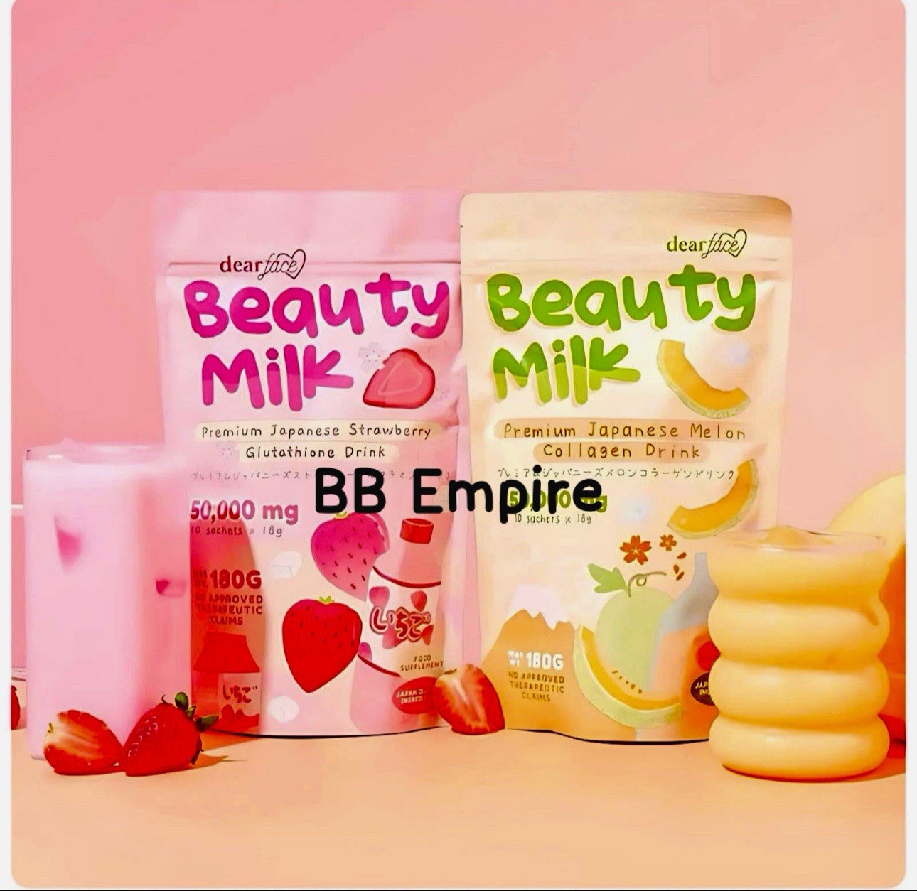 Beauty Milk glutathione &Collagen Lightening Skin Clear Face& Dark spots 2 Pack