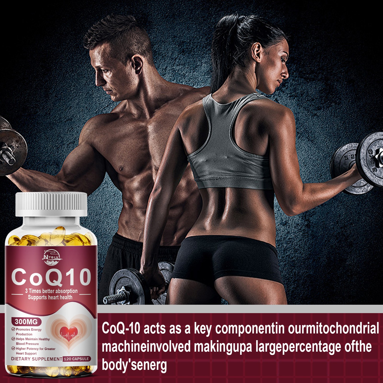 300mg CoQ10 Softgels High Absorption Heart Health Support Supplement 120 pills