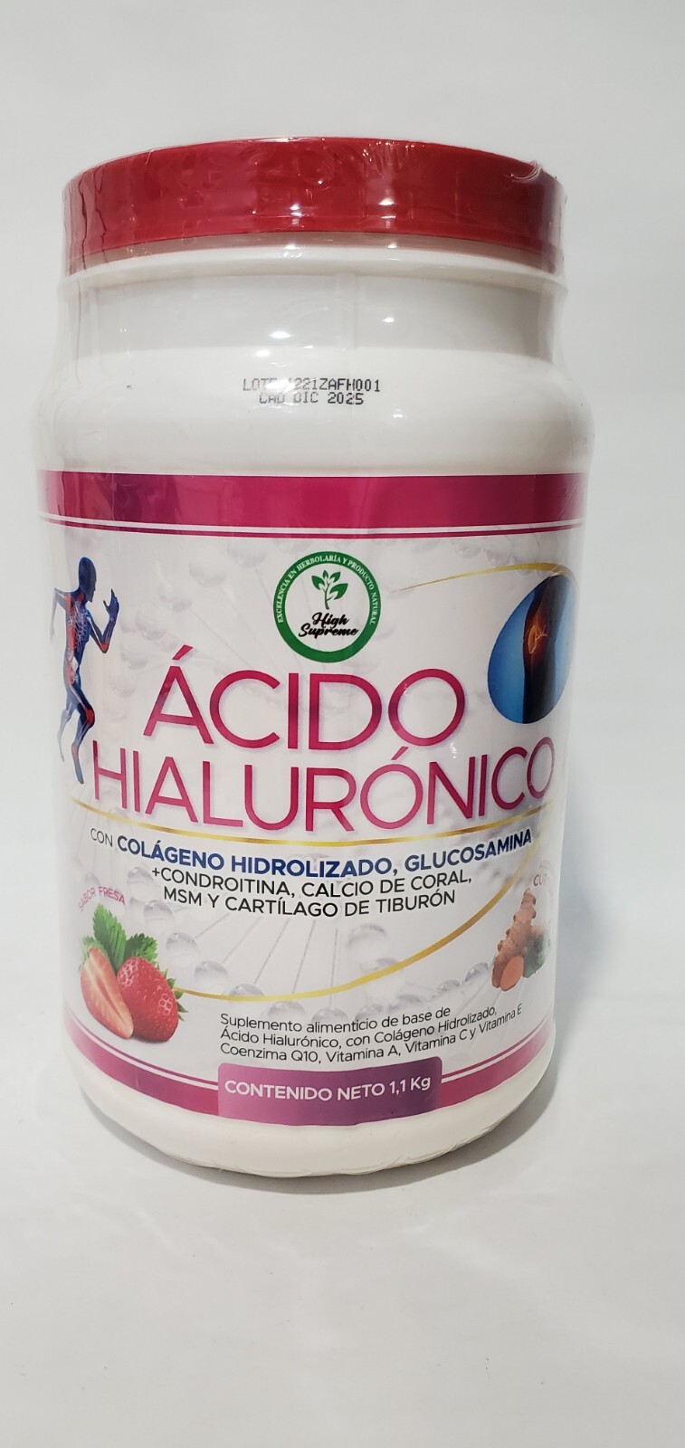 Hyaluronic Acid/Acido Hiauluronico w/Hidrolized Colagen {Strawberry } Powder 1Kg