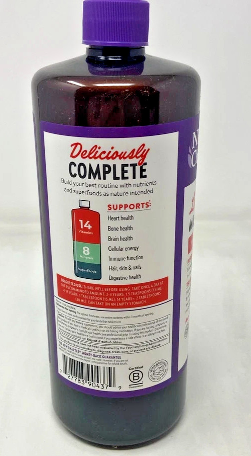 New Chapter Liquid Multivitamin Whole Food Supplement Orange Mango 30 fl oz