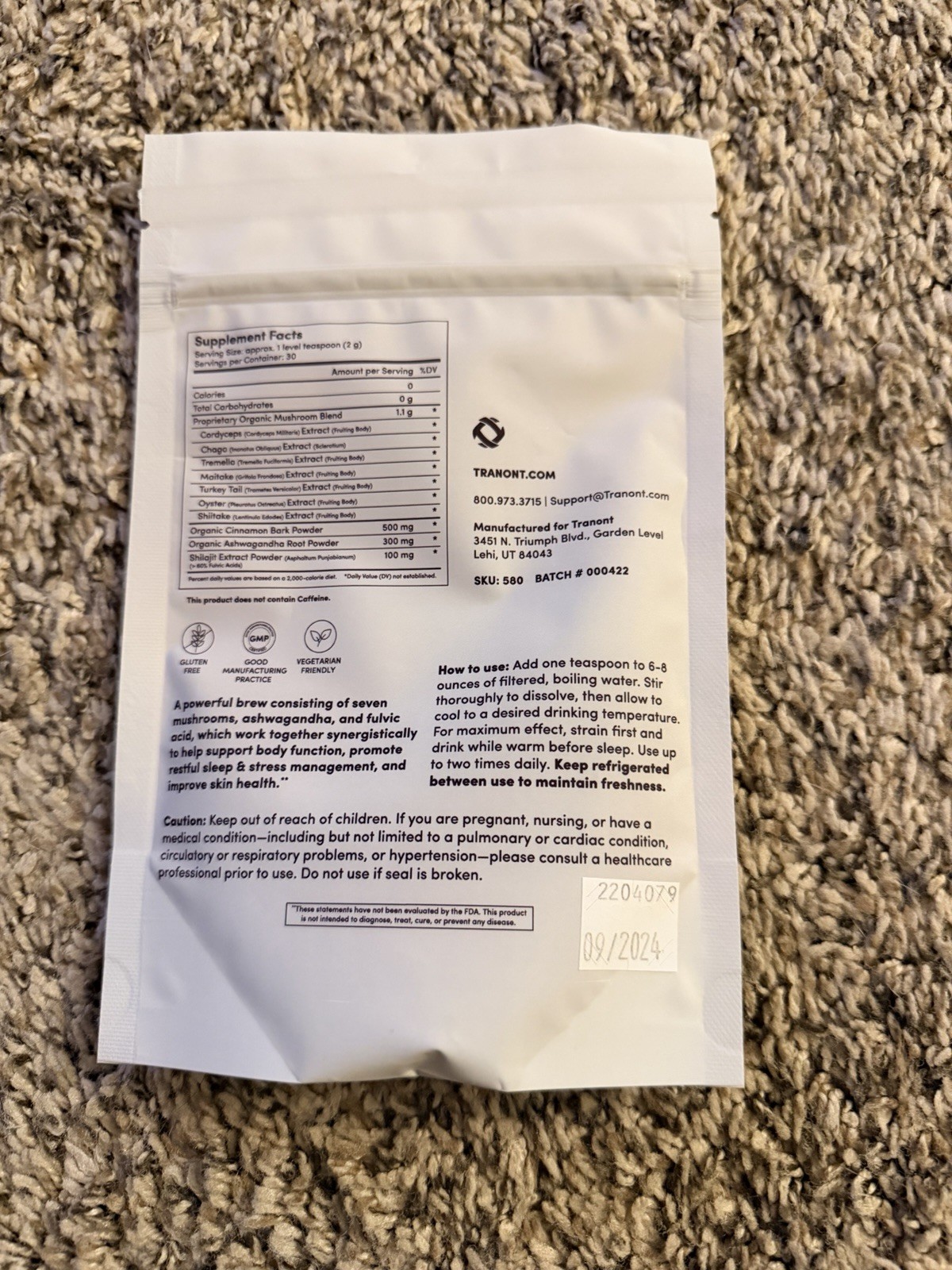 Replenish Mushroom Complex With Ashwagandha & Fulvic Acid Cinnamon By Tranont