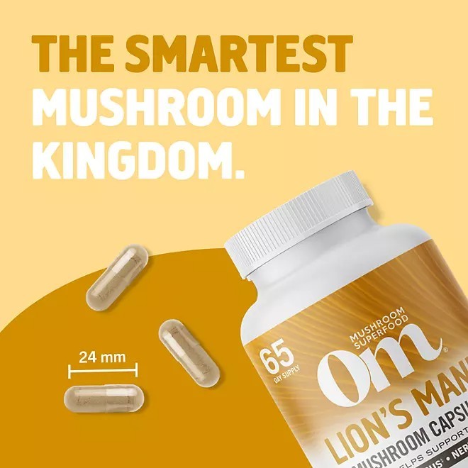 Om Mushroom Superfood Lion’s Mane Capsules, 195 ct. / NEW & SEALED / EXP 3/27