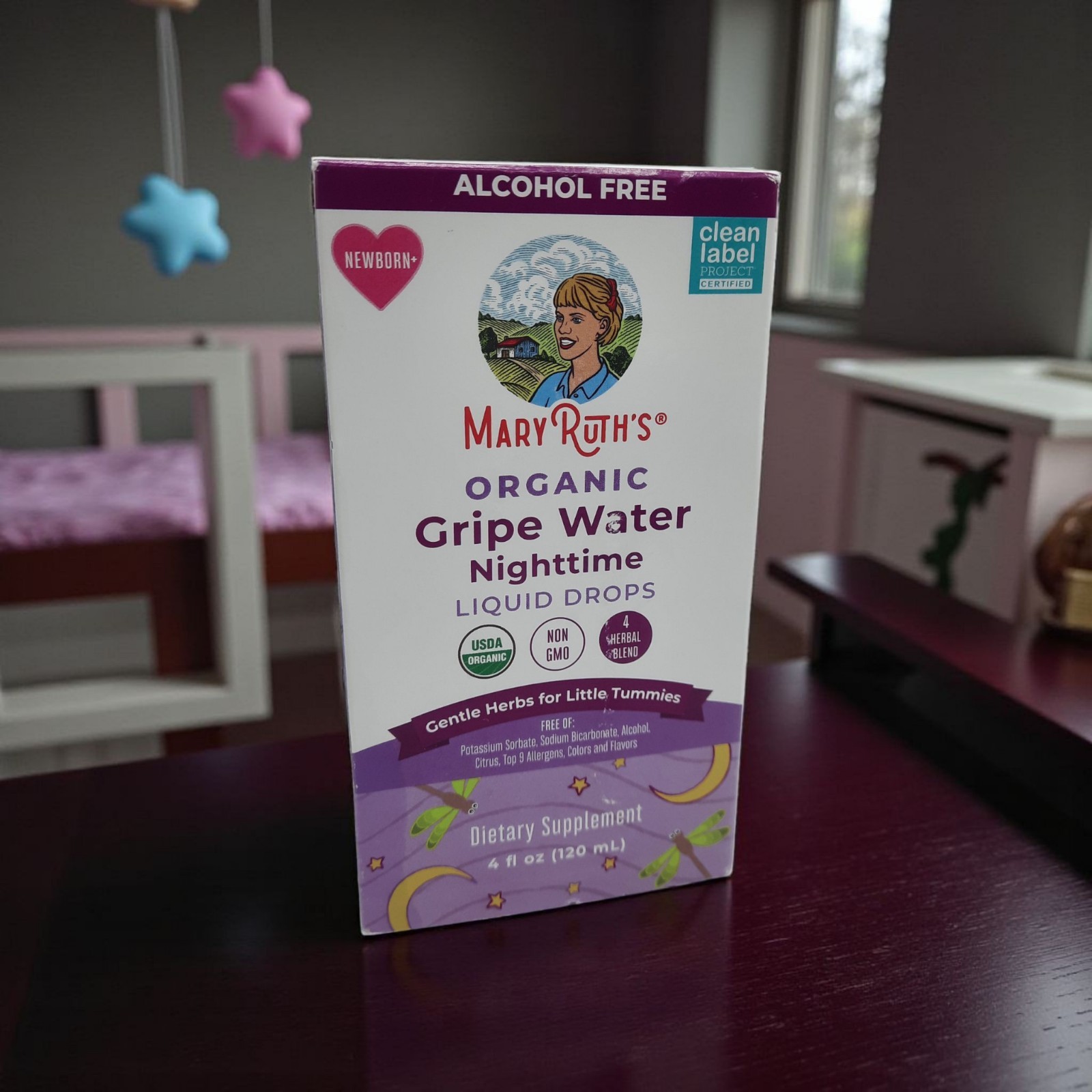 Organic Gripe Water Nighttime Liquid Drops, Newborn+, 4 fl oz Exp: NOVEMBER 2026