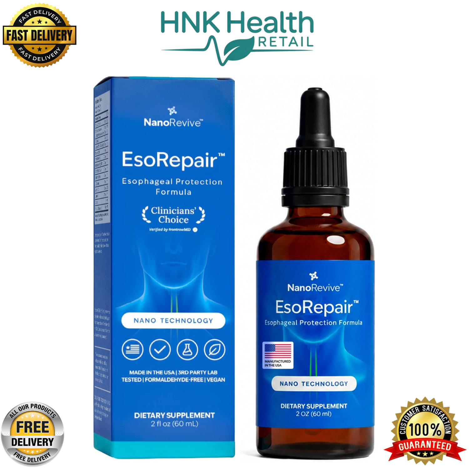 NANOREVIVE EsoRepair Nano Esophageal & Stomach Health Supplement 2 oz