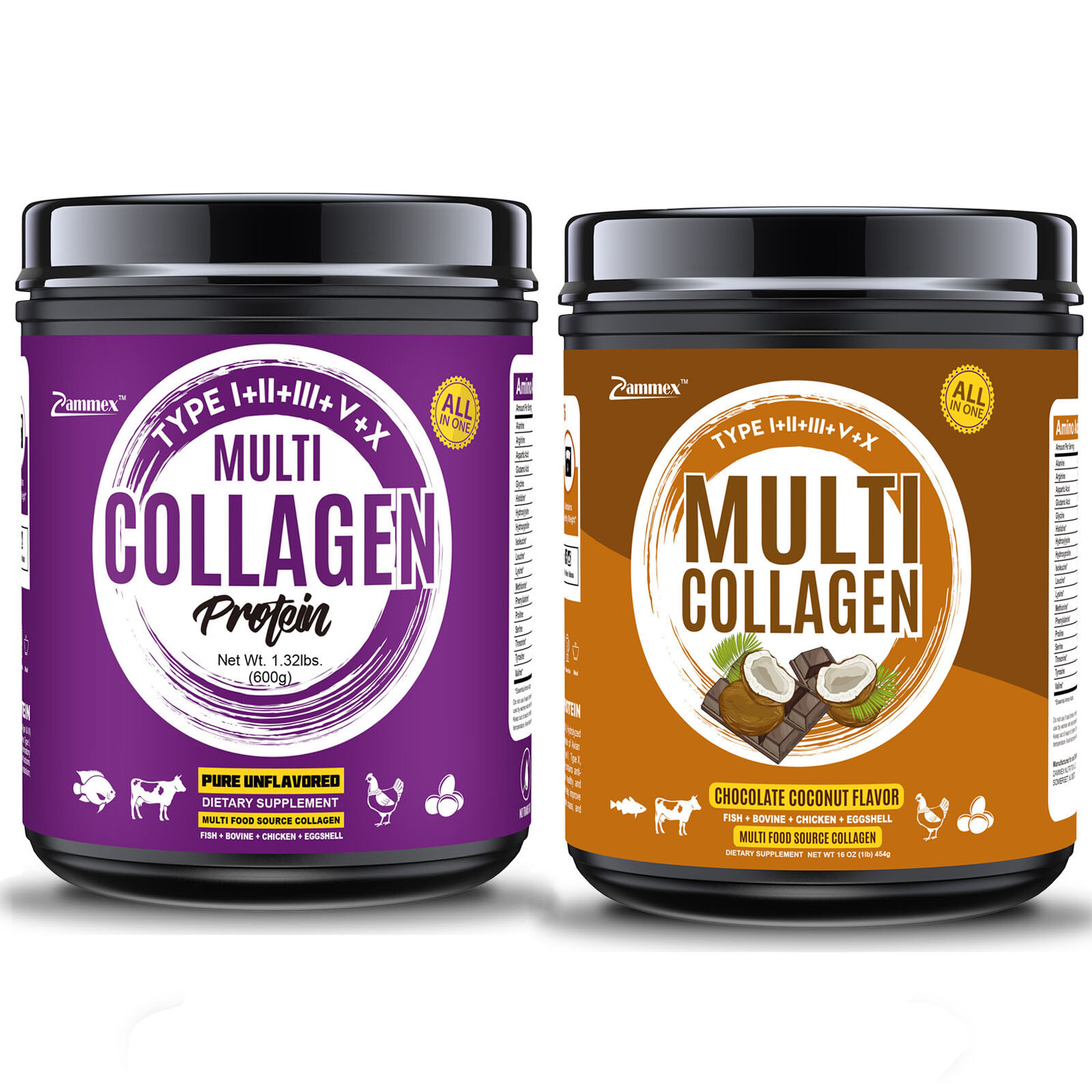 Multi Collagen Protein Powder Unflavored Hydrolyzed Peptides I, II, III, V, X