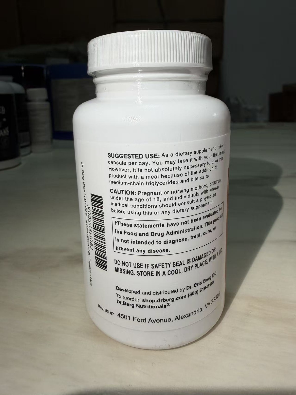 Dr. Berg’s D3 & K2 Vitamin, 2 PACK, 10,000 IU, 100 mcg per serving, 120 Capsules