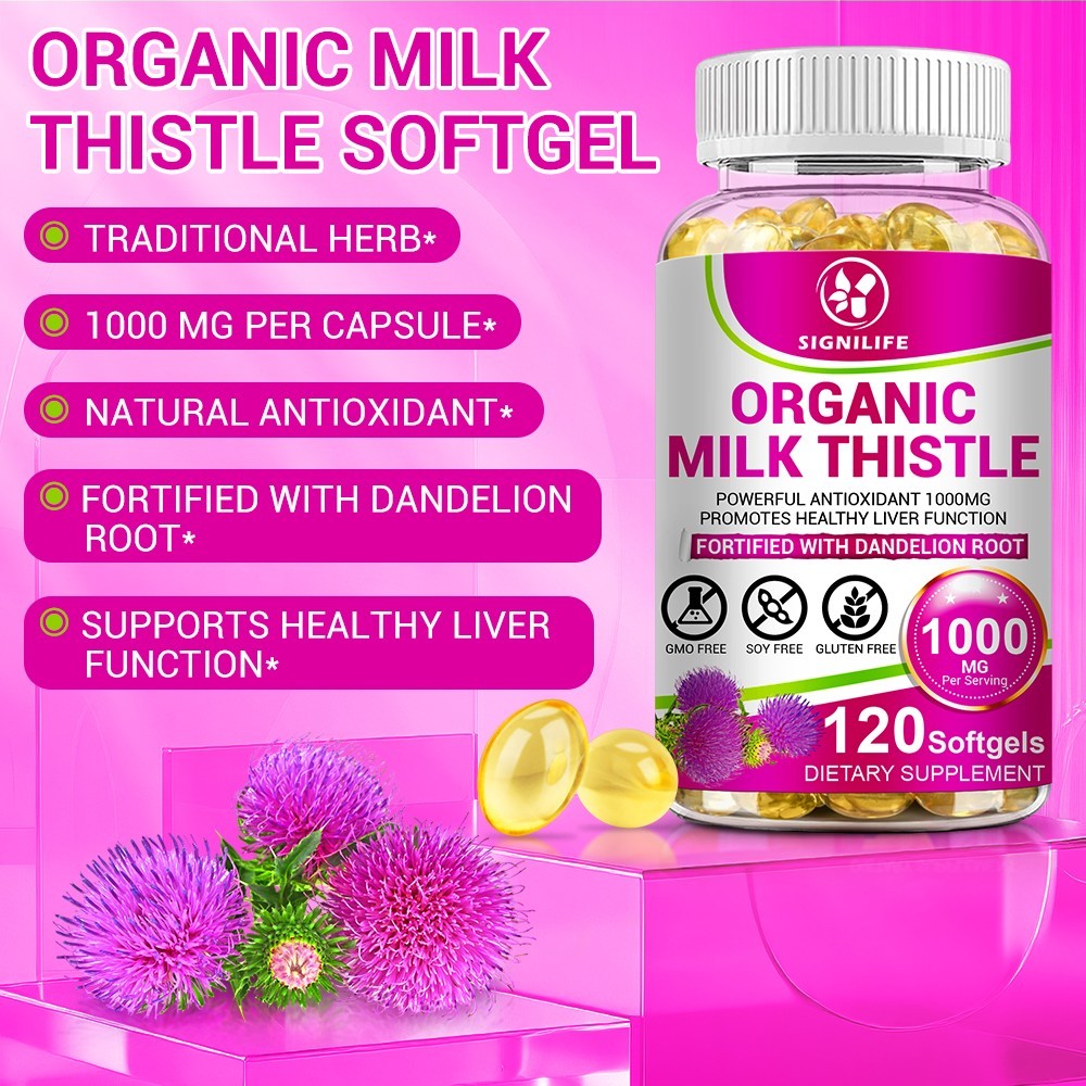 Milk Thistle Liver Cleanse Detox Herbal Liver Support Supplement 120 Capsules-