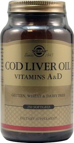 Solgar Cod Liver Oil Vitamins A D 250 Softgels Pack of 2 Healthy Immune System