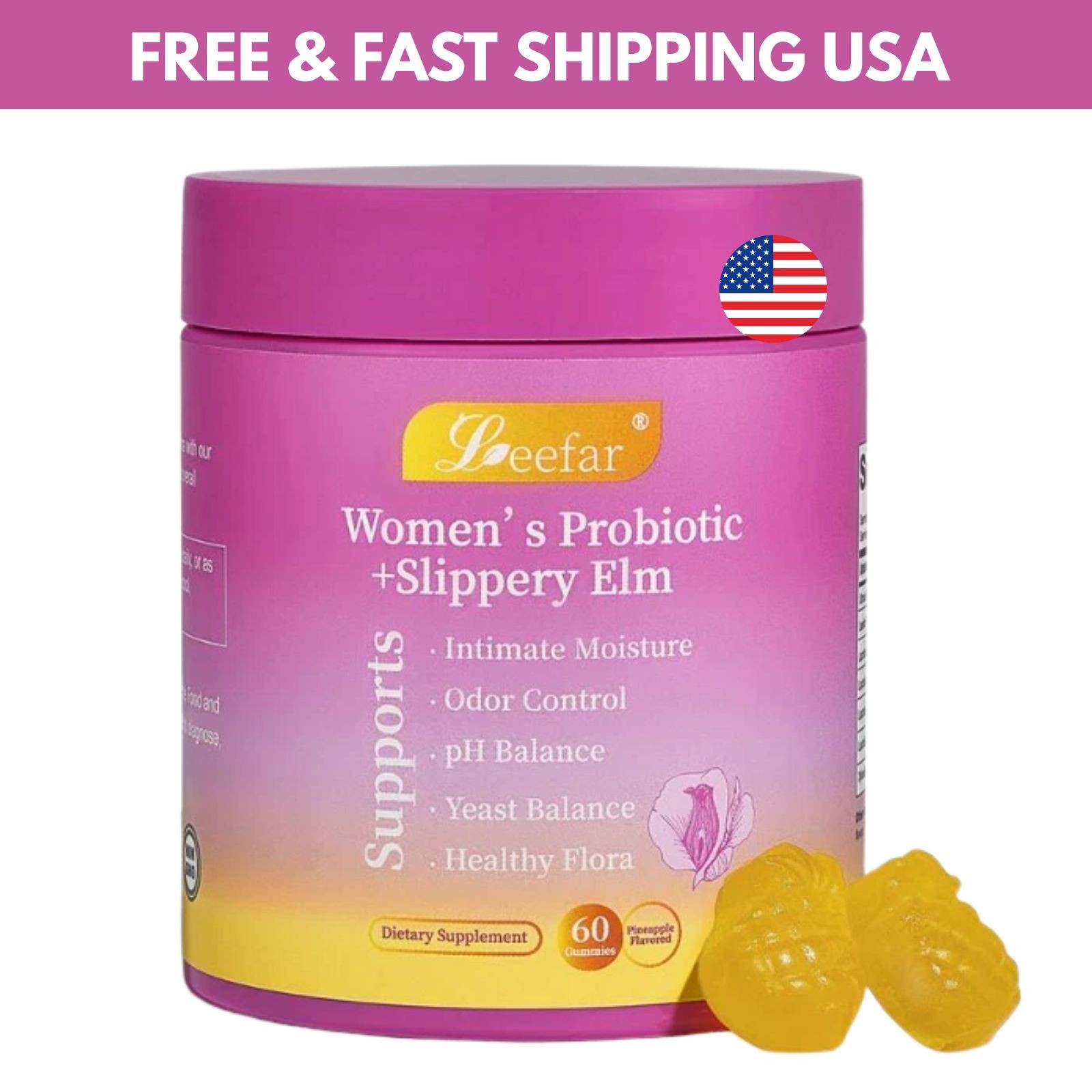 LEEFAR Her Juicy Feminine Probiotics Gummies for Women 60 Gummies US