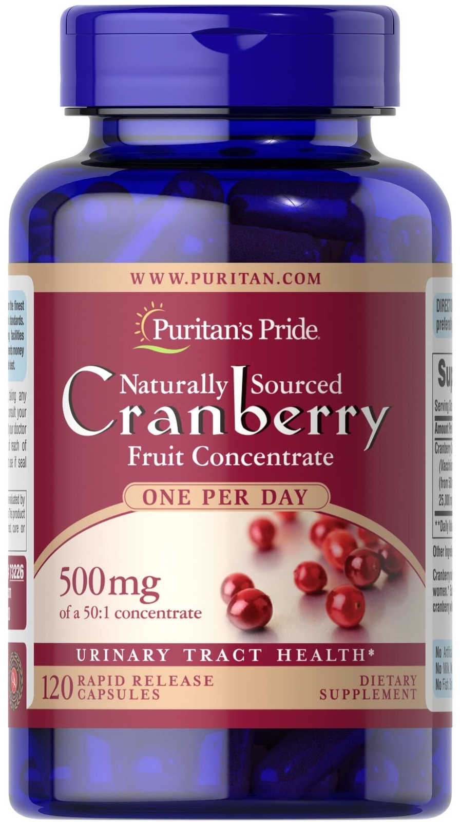 Puritans Pride One A Day Cranberry Capsules, 120 Count