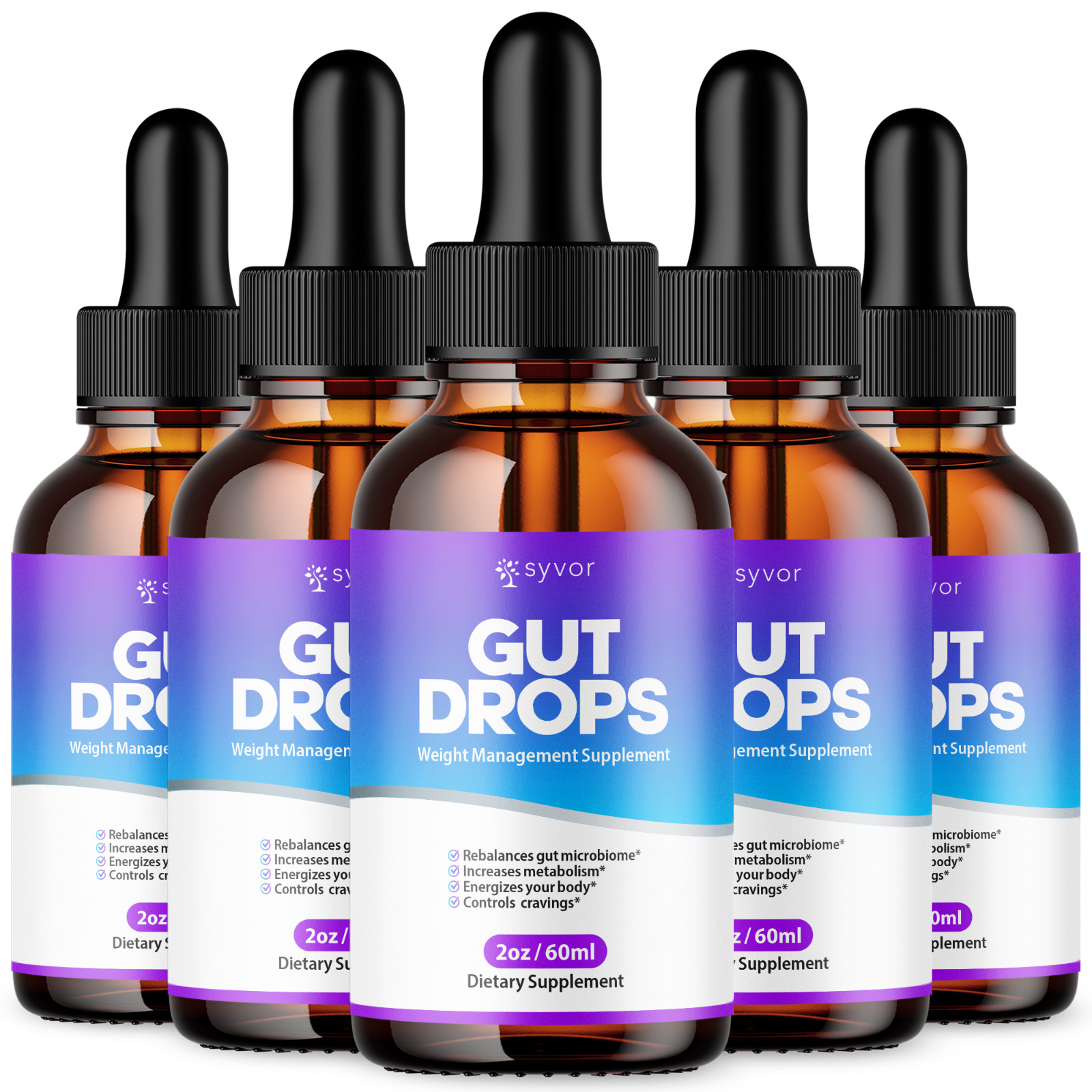 5 Pack – Gut Drops Max Strength Keto Formula Weight Management Supplement 60ML