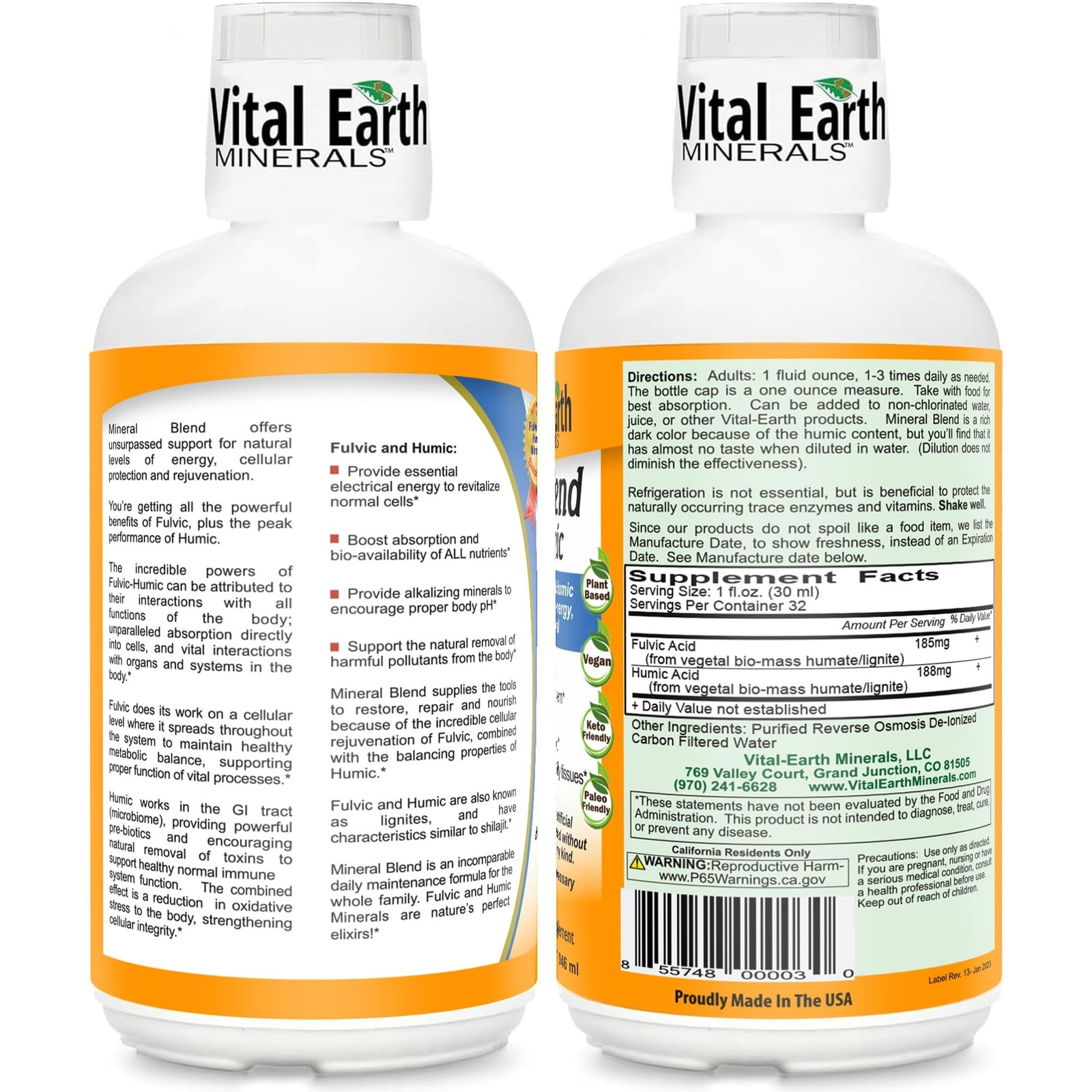 Vital Earth Minerals Fulvic Humic Mineral Blend Liquid 2-Pack – Fulvic Acid S…