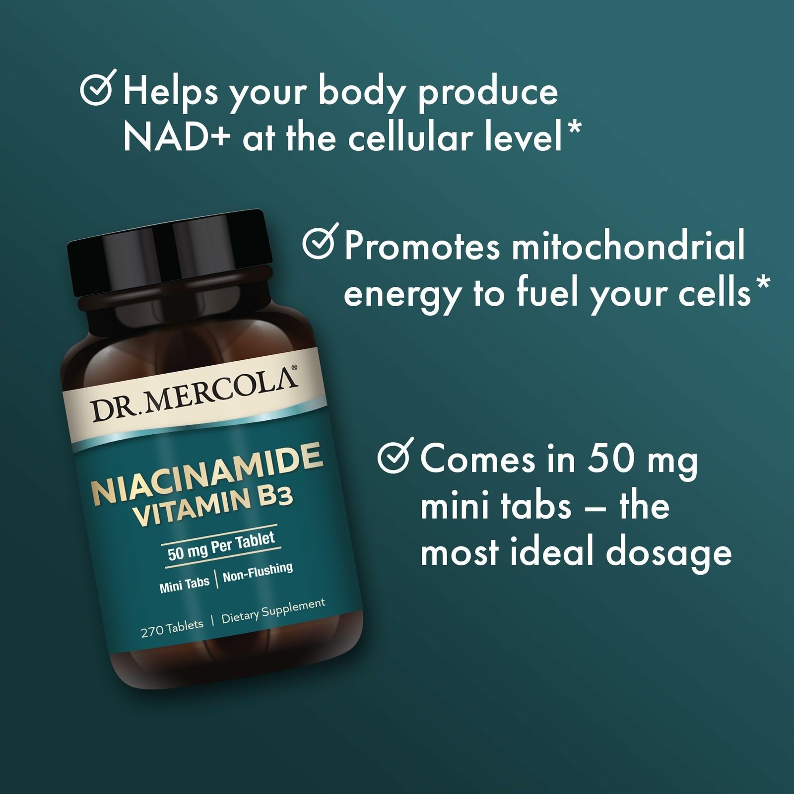Dr. Mercola Niacinamide Vitamin B3-50 mg per Tablet – 270 Count (Pack of 1)