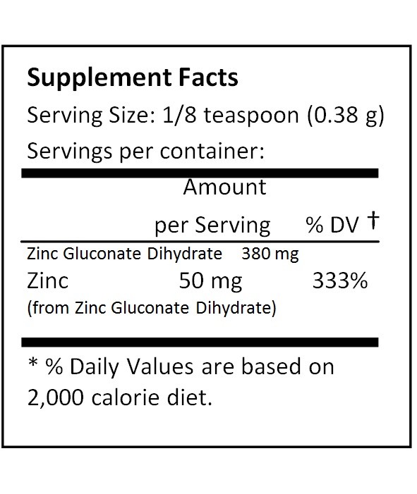 NuSci Pure Zinc Gluconate Powder 100g (3.52 oz) Immune System