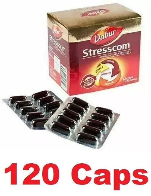 Dabur Stresscom Ashwagandha 120 Capsules Withania Somnifera Extract