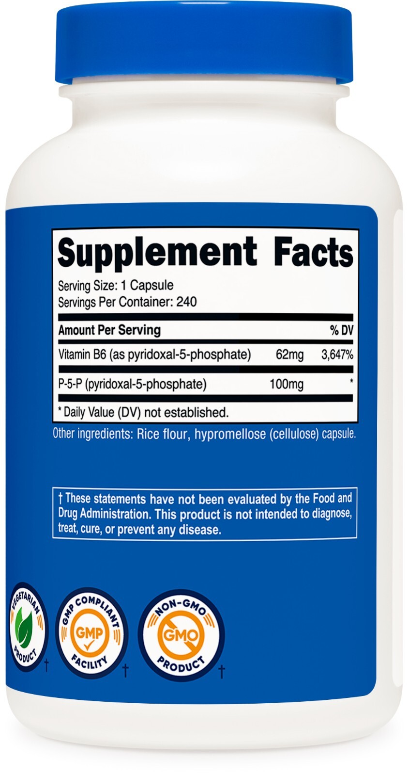 Nutricost P5P Vitamin B6 Supplement 100mg, 240 Capsules (Pyridoxal-5-Phosphate)