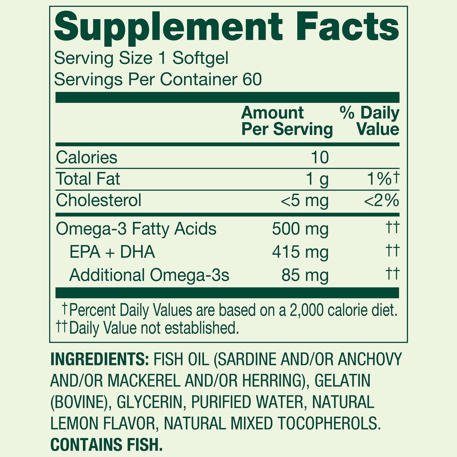Daily Maintenance Omega-3 from Fish Oil 500 Mg 60 Count