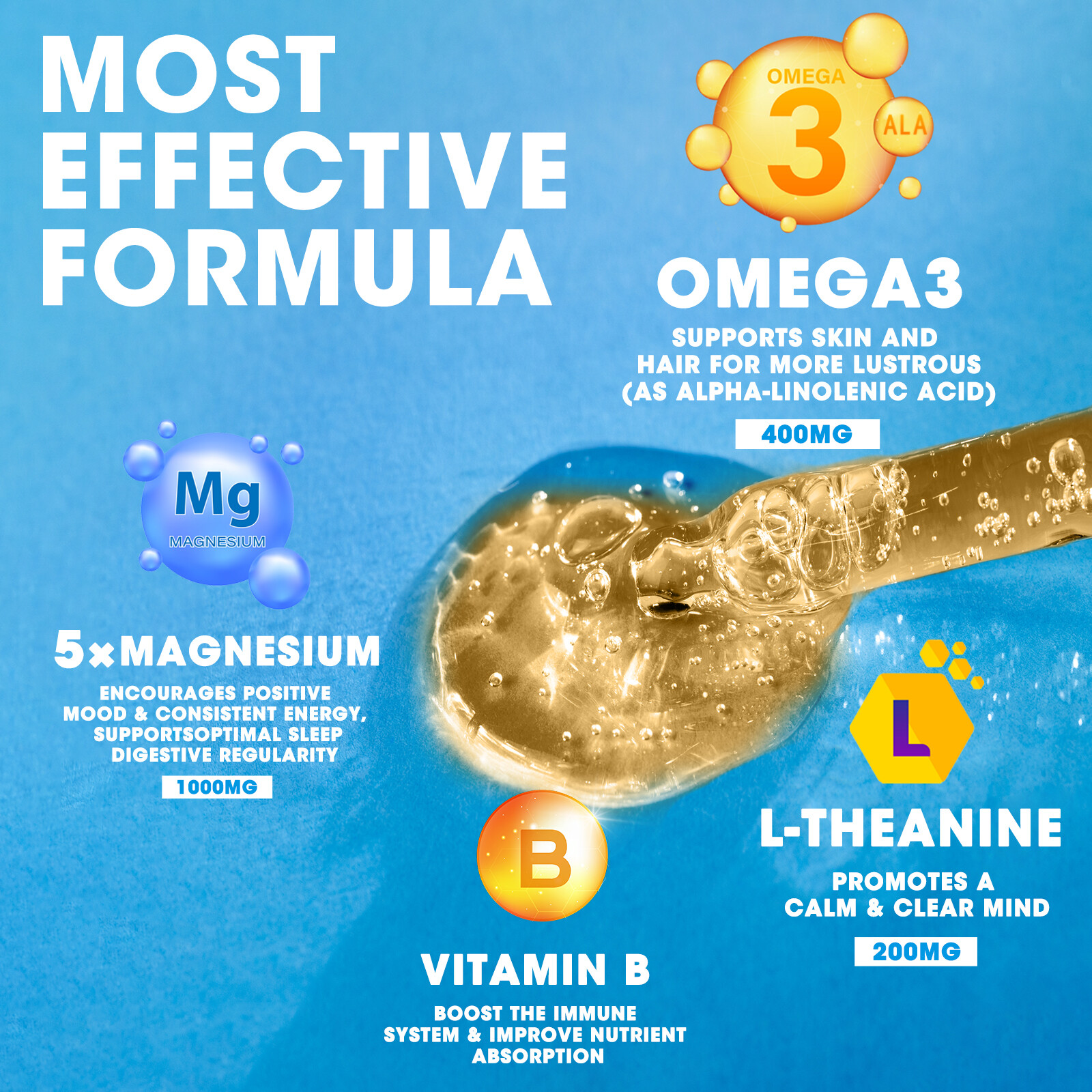 1x Magnesium Taurate Liquid 60ml Drops Magnesium Potassium Supplement 1000mg