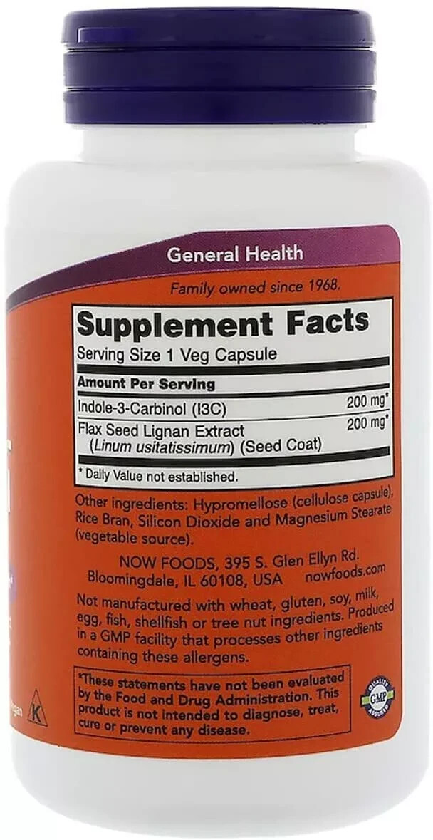 NOW Foods Indole-3 Carbinol (I3C) 200 mg 60 Veg Capsules
