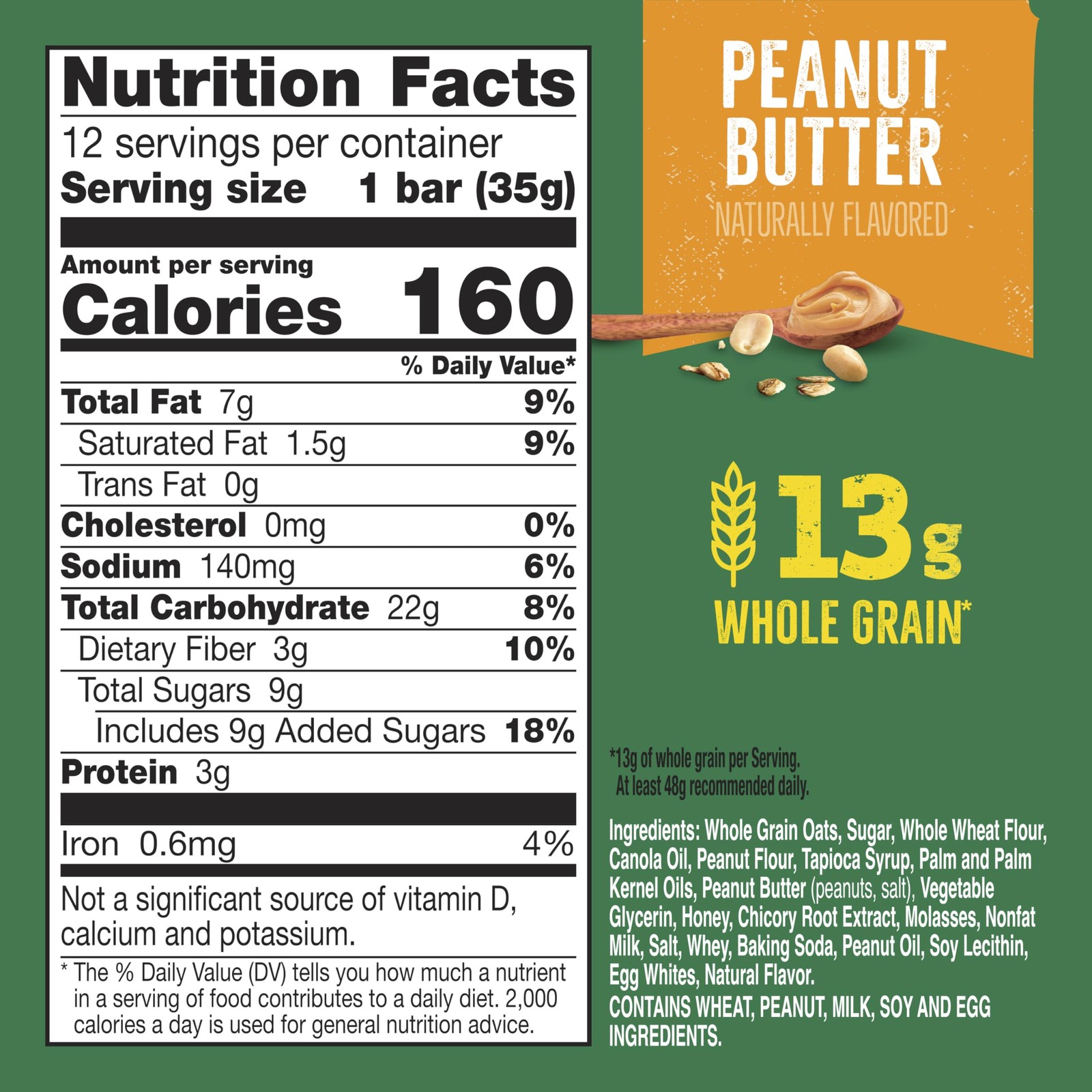 Nature Valley Soft Baked Oatmeal Squares, Peanut Butter, 12 Count (Pack of 1)