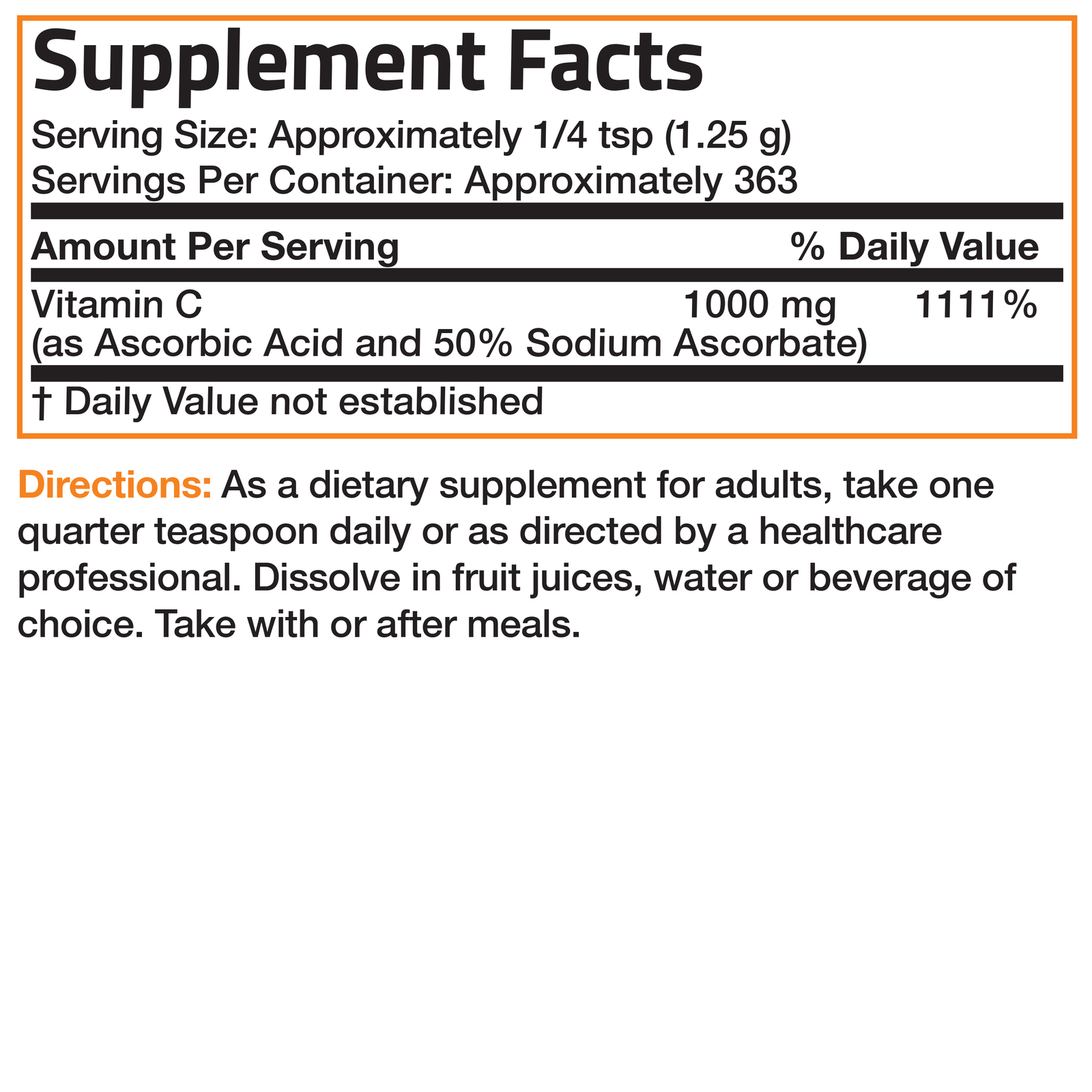 Bronson Buffered Vitamin C Crystals Powder 1 Lb (16 Oz,454 grams) Immune Support