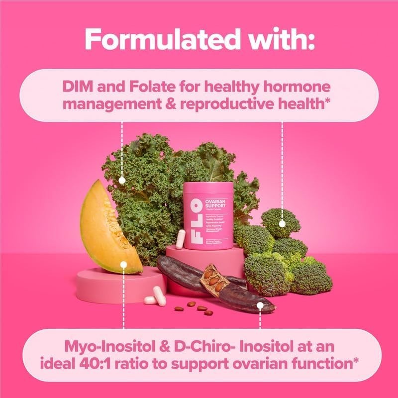O Positiv FLO Ovarian Support 90 Capsules Myo Inositol DIM Hormone Balance