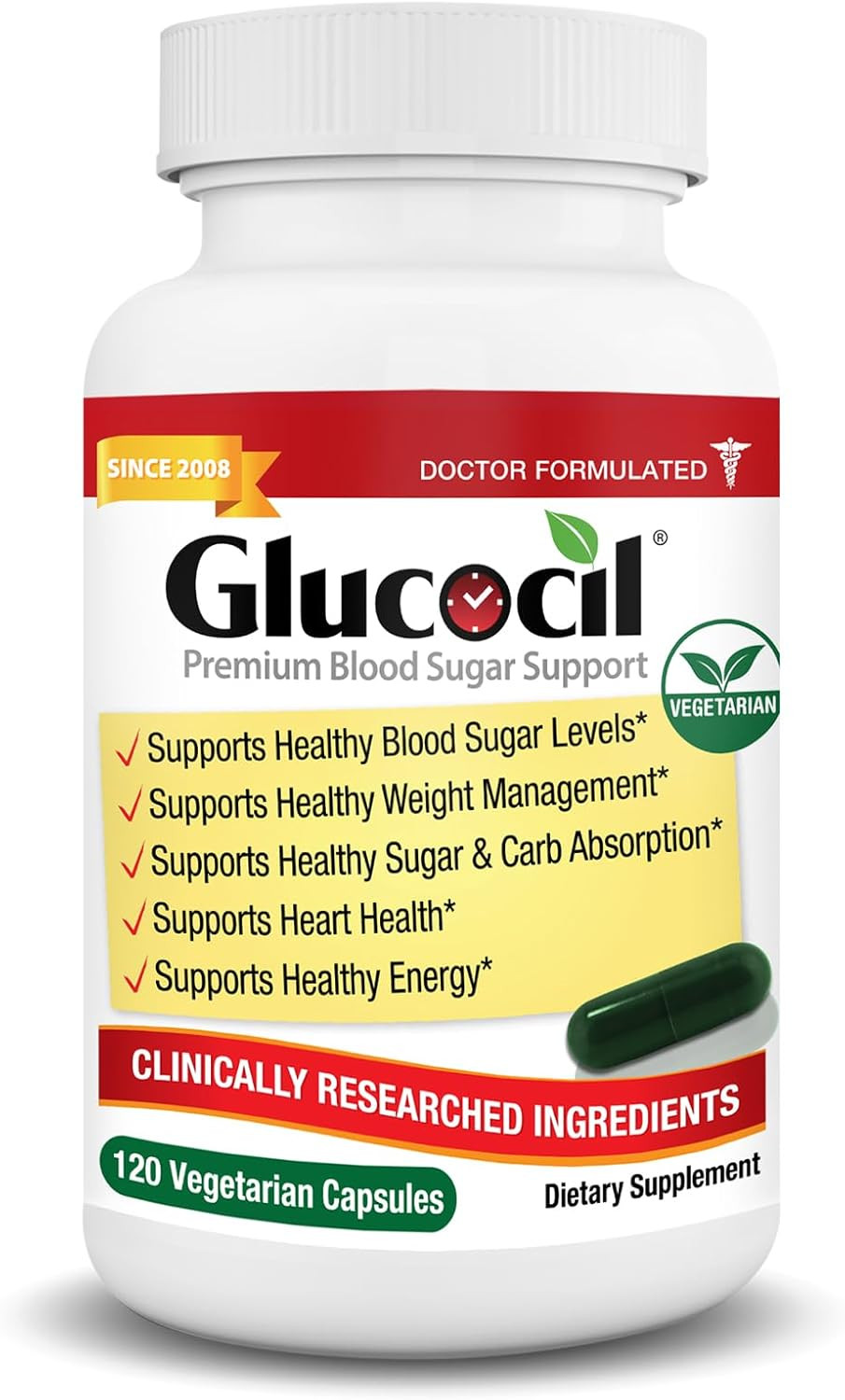 Glucocil – Vegetarian Capsules – Premium Blood Sugar Support – Supports The 3 Es