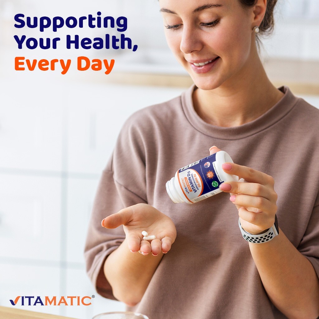 3 Pack – Vitamatic Vitamin D3 50,000 IU (as Cholecalciferol) 60 Veggie Capsules