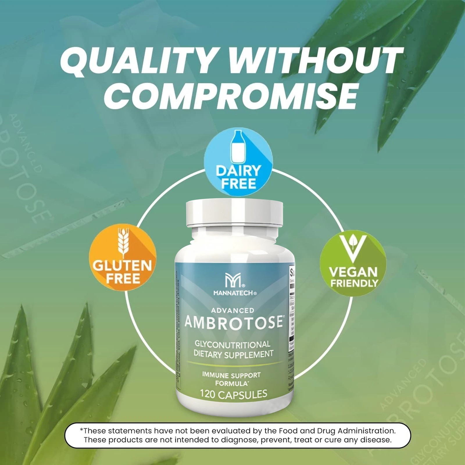 1pc Mannatech Advanced Ambrotose 120 Capsules Glyconutrient Dietary Supplement