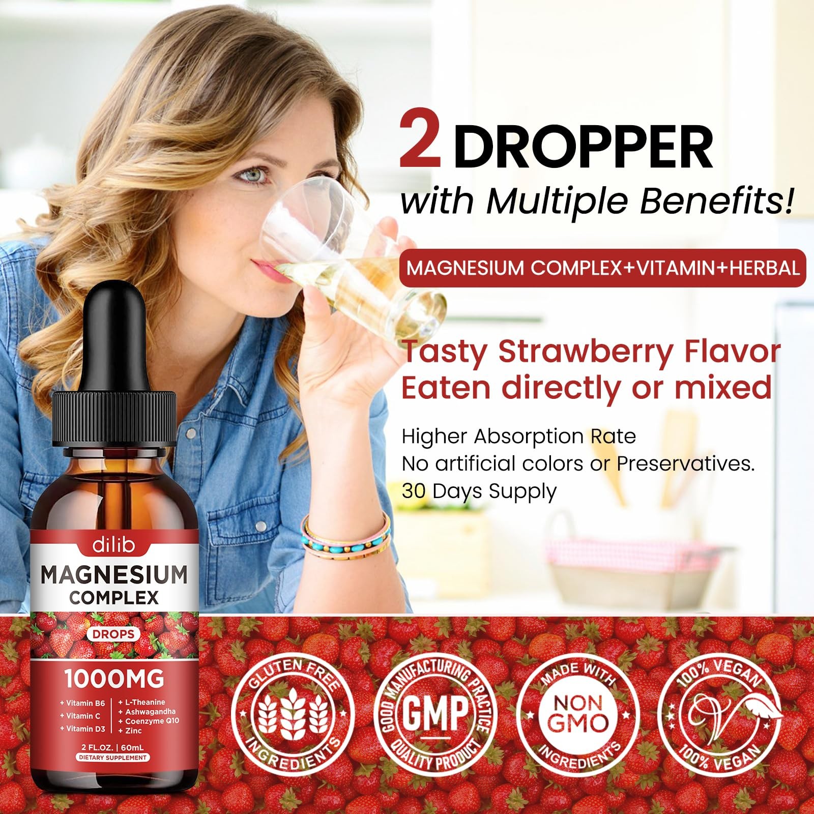 Triple Magnesium Complex Supplement, Glycinate, 2 Fl Oz (Pack of 2)