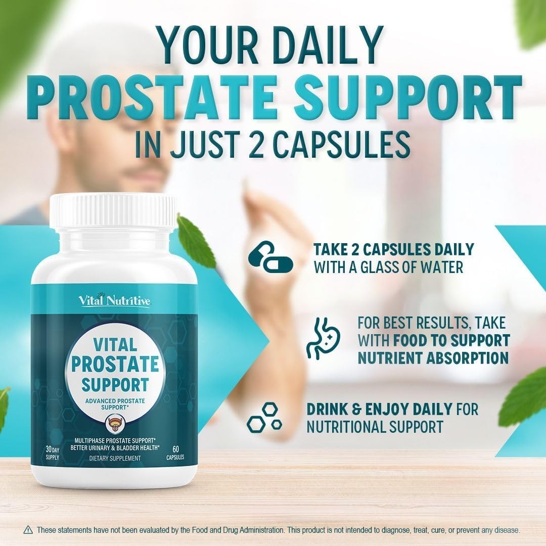 Vital Prostate Support Supplement for Men – Multiphase Herbal Formula with Saw P