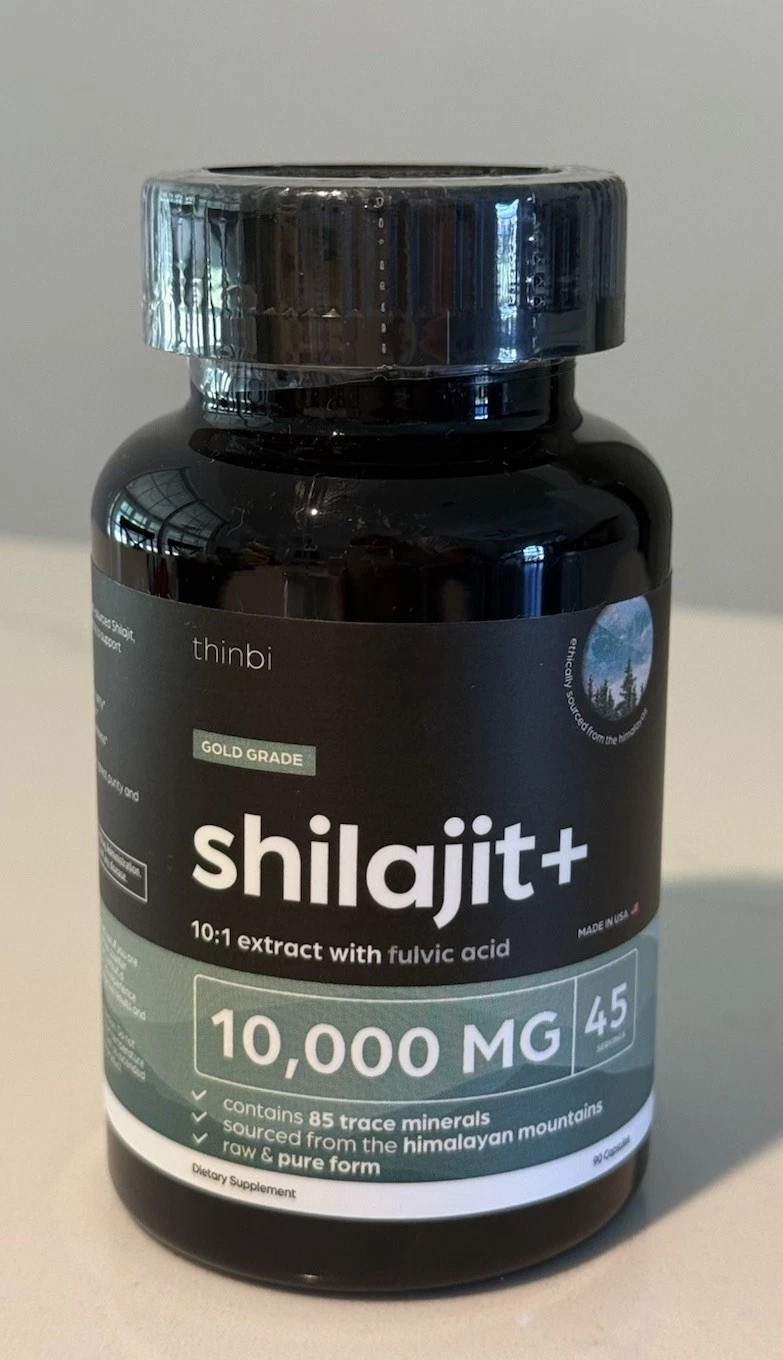 Thinbi Pure Himalayan Shilajit 10000Mg 90 Caps W/ Fulvic Acid Exp 03/2029