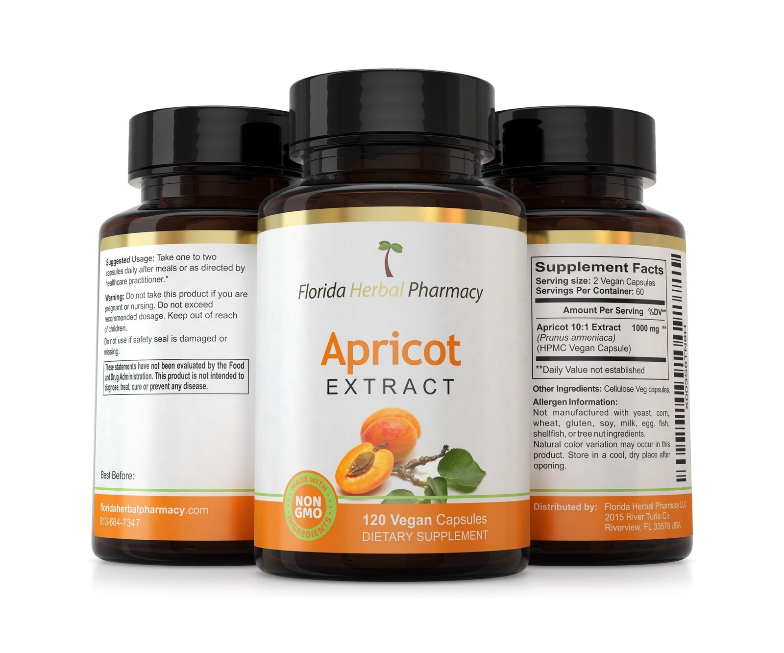 Florida Herbal Pharmacy, Apricot Supplement Capsules 120 Count (Pac… Fast Ship